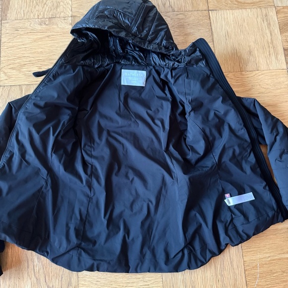 Athleta XXS Grace Peak Black Hooded Belted Water Resistant Wind Jacket - Picture 4 of 8
